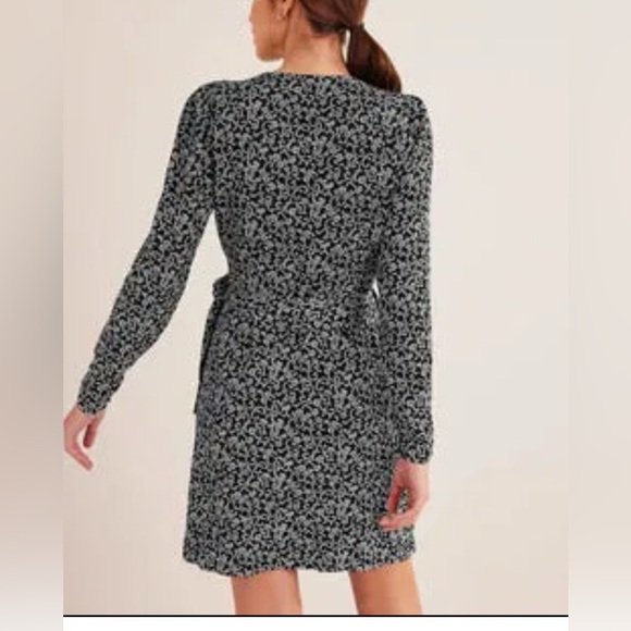 Boden Womens Wrap Detail Mini Dress 6R Black Printed NEW. 1228 - Picture 2 of 7